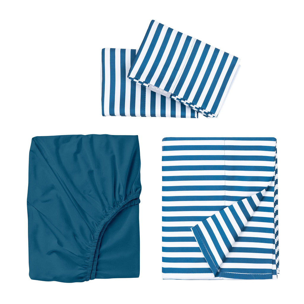 Juego de Sábanas Estampado de Rayas Azul Cobalto